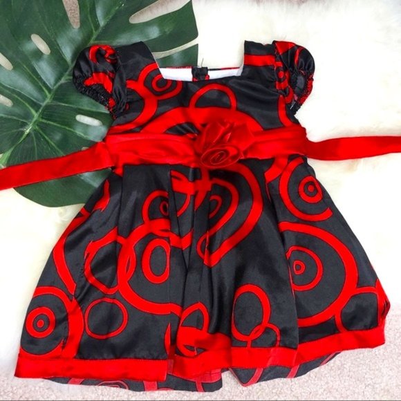 H&M red and black dress w flower for baby girl - Picture 1 of 6